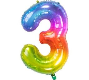 Folat Helium balloon Yummy Gummy rainbow number 3 | 81cm