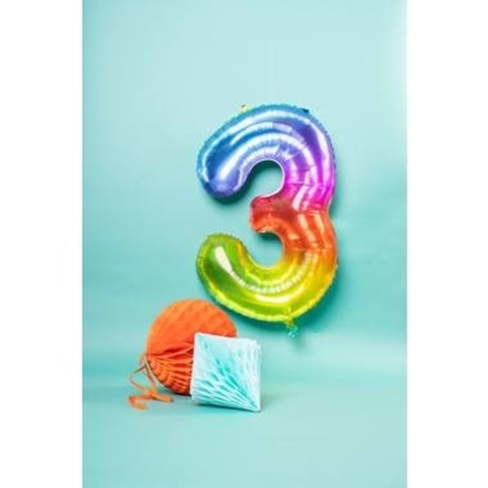 Folat Ballon gonflé à l'hélium Yummy Gummy arc-en-ciel chiffre 3 | 81 cm