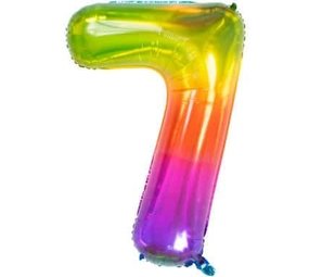 Folat Heliumballon „Yummy Gummy“ Regenbogen-Nummer 7 | 81 cm
