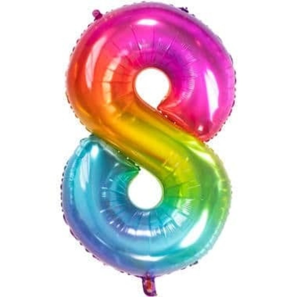 Folat Heliumballon „Yummy Gummy“ Regenbogen-Zahl 8 | 81 cm