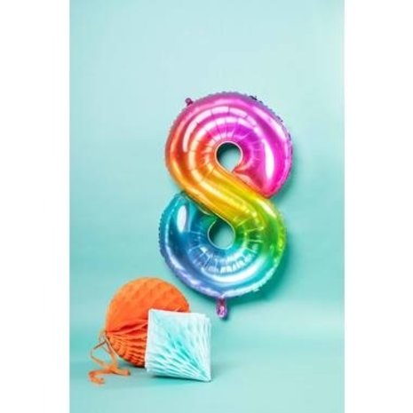 Folat Heliumballon „Yummy Gummy“ Regenbogen-Zahl 8 | 81 cm