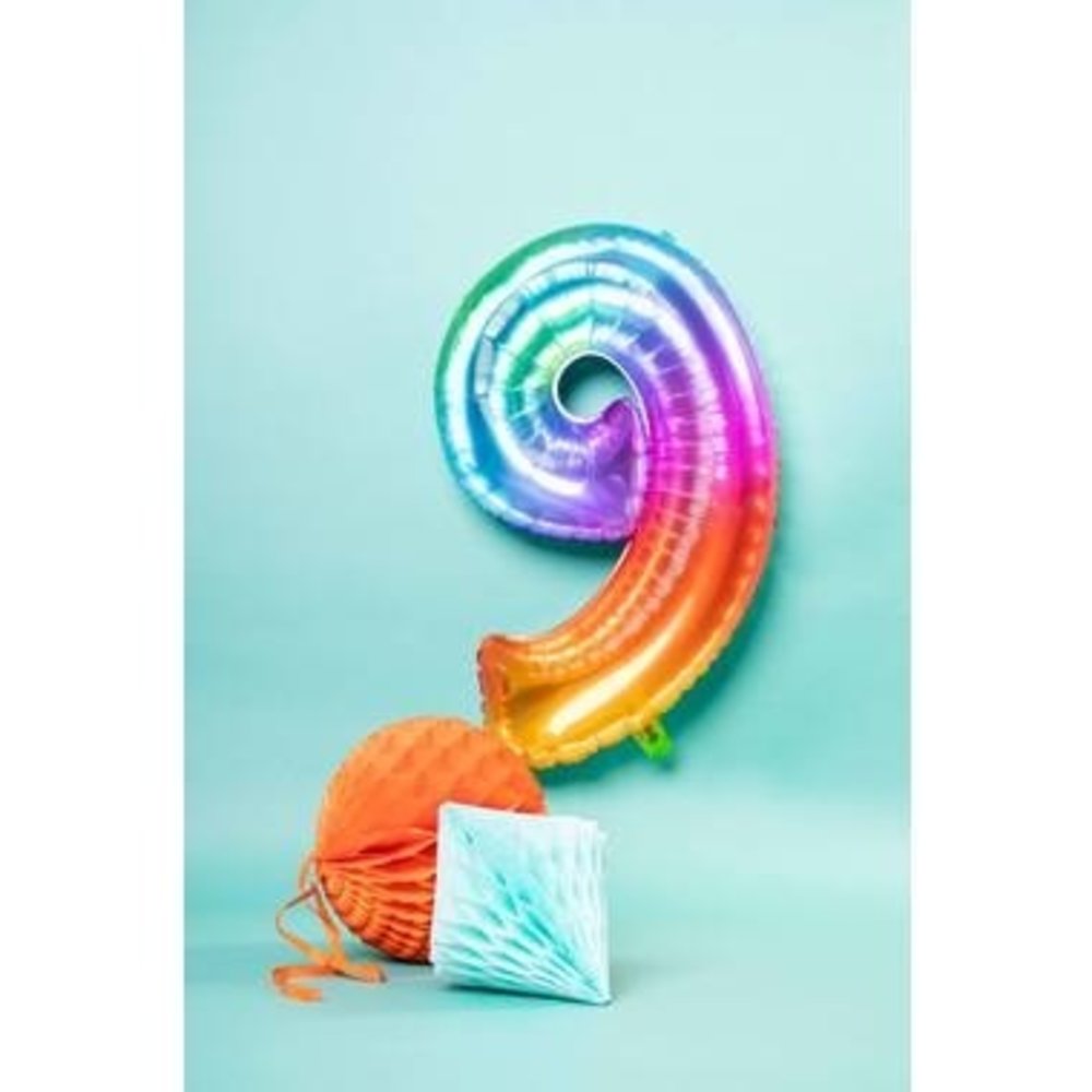 Folat Heliumballon „Yummy Gummy“ Regenbogenzahl 9 | 81 cm