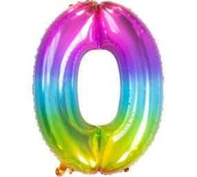 Folat Heliumballon „Yummy Gummy“ Regenbogen-Zahl 0 | 81 cm