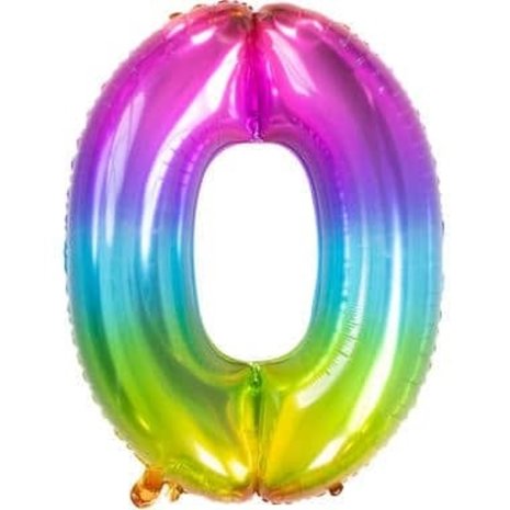 Folat Helium balloon Yummy Gummy rainbow number 0 | 81cm
