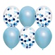 Haza - Witbaard Ballons bleus mélangés avec confettis | 6 pièces