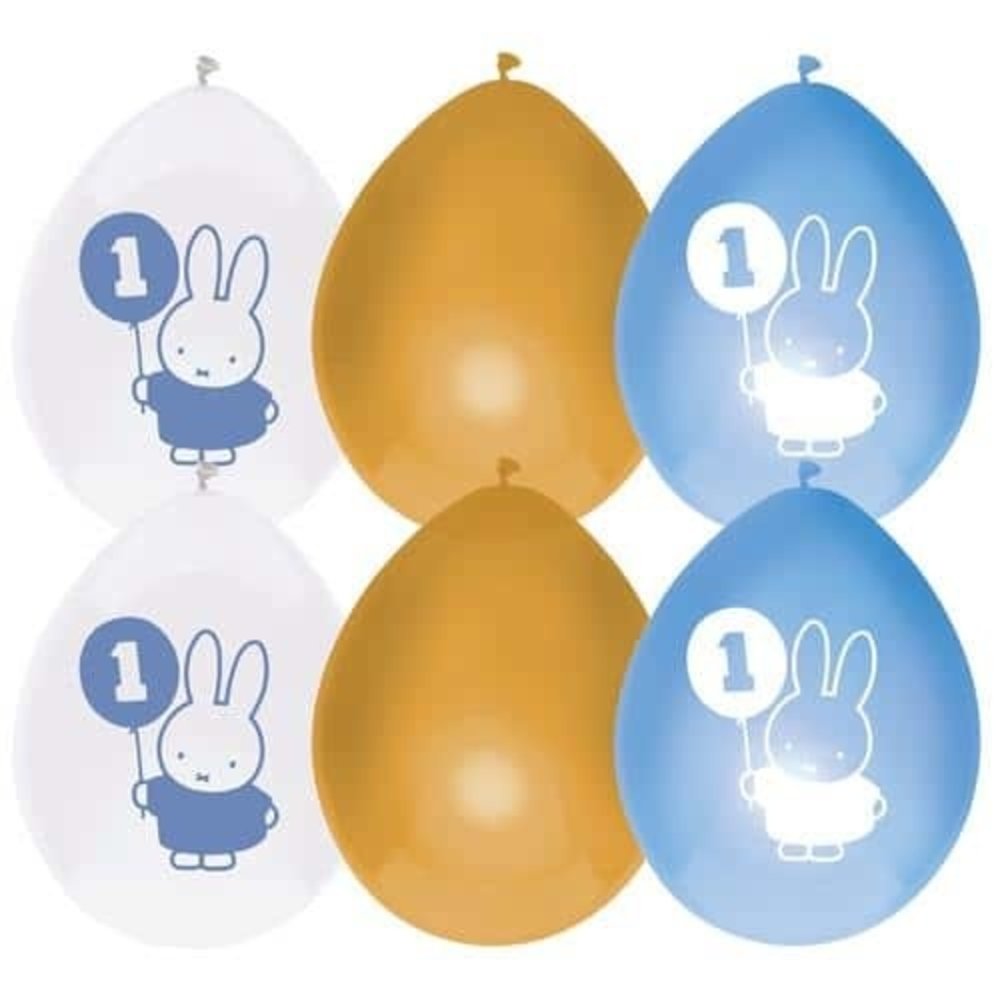 Haza - Witbaard Ballons Miffy pour le 1er anniversaire d'un garçon | 6 pièces