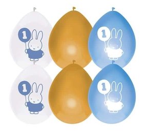 Haza - Witbaard Miffy balloons 1st birthday boy | 6 pieces