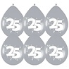 25 Jahre Silberne Luftballons 30 cm | 6 Stück