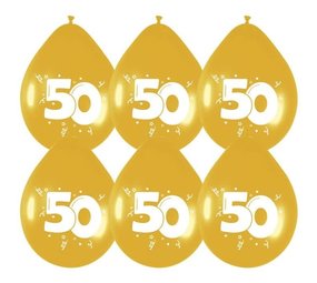 Ballons dorés métallisés pour 50e anniversaire, 30 cm | 6 pièces