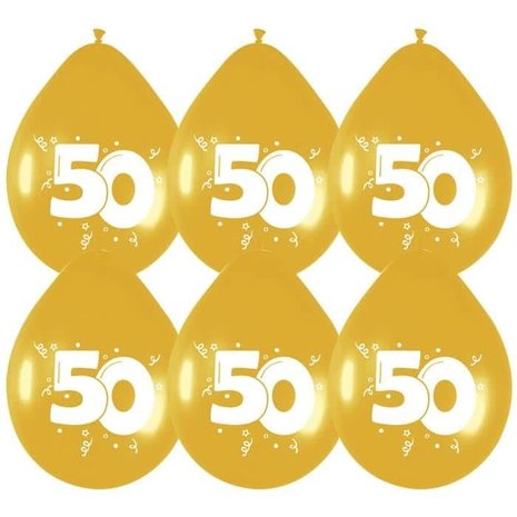 Ballons dorés métallisés pour 50e anniversaire, 30 cm | 6 pièces