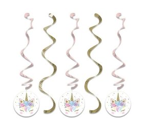 Creative Converting Baby Unicorn Hangdecoratie Swirls 76cm | 5 stuks Creative Converting Baby Unicorn Hangdecoratie Swirls 76cm | 5 stuks