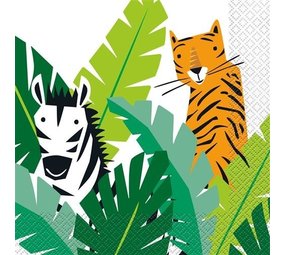 Unique Party Serviettes de table Safari Animaux 33x33cm | 16 pièces