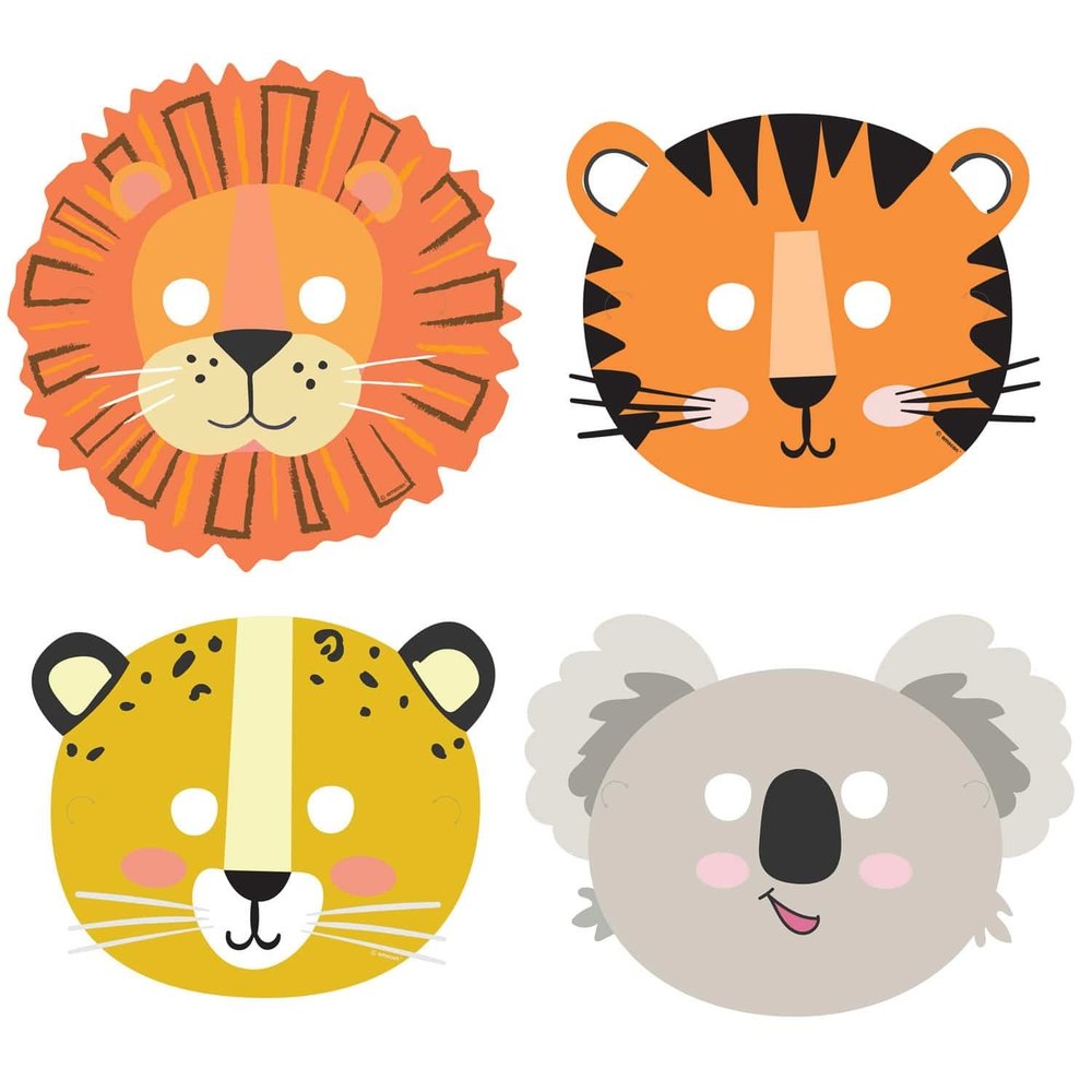 Riethmüller Masques d'animaux de la jungle sauvage | 8 pièces