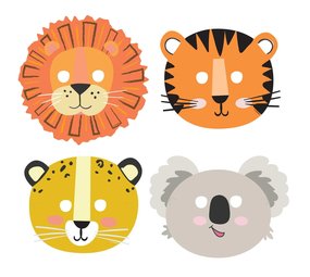 Riethmüller Get Wild Jungle Dieren Maskers  | 8 stuks Riethmüller Get Wild Jungle Dieren Maskers  | 8 stuks