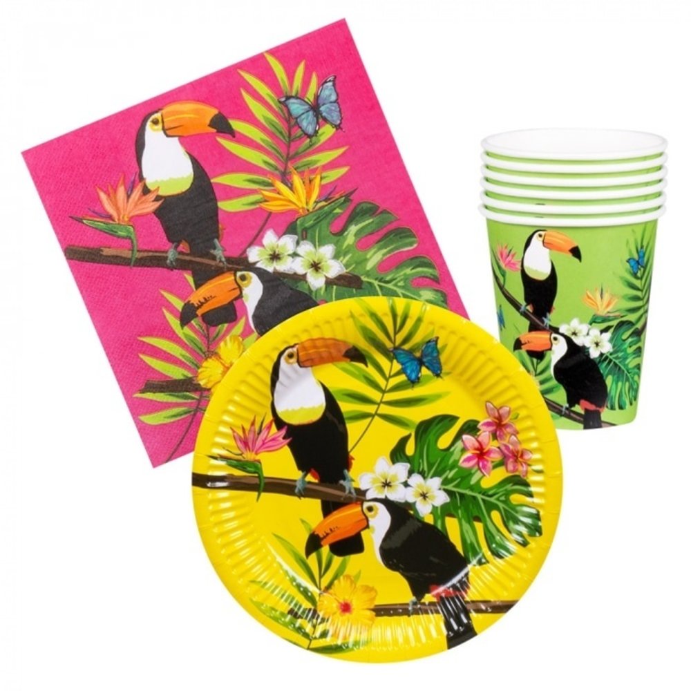Hawaii-Tukan-Tischset, 24-teilig | 6 Personen