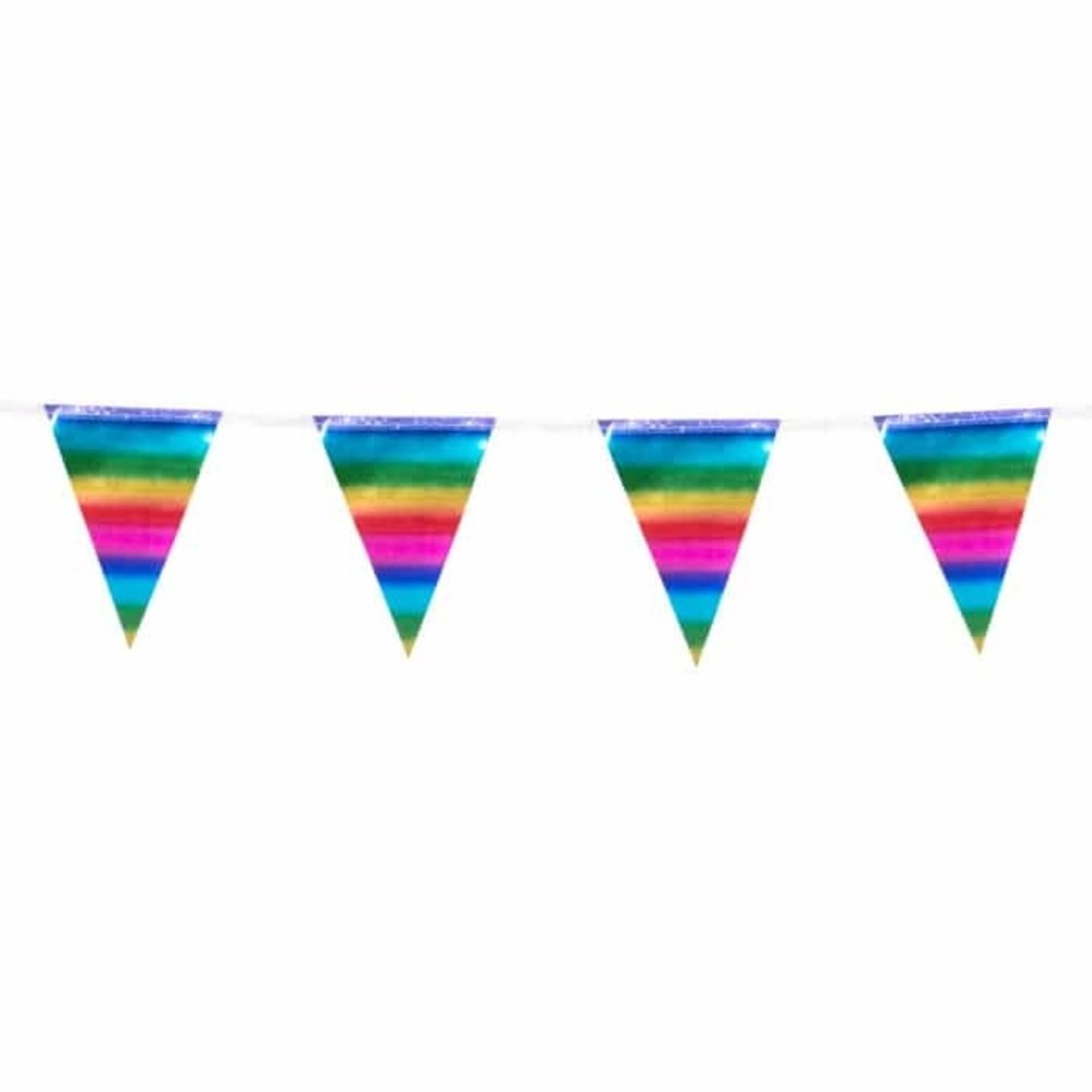 Boland Mini Flag Garland Metallic Rainbow Colors 14x300cm | per piece