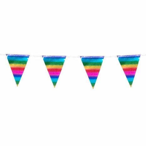Boland Mini Flag Garland Metallic Rainbow Colors 14x300cm | per piece