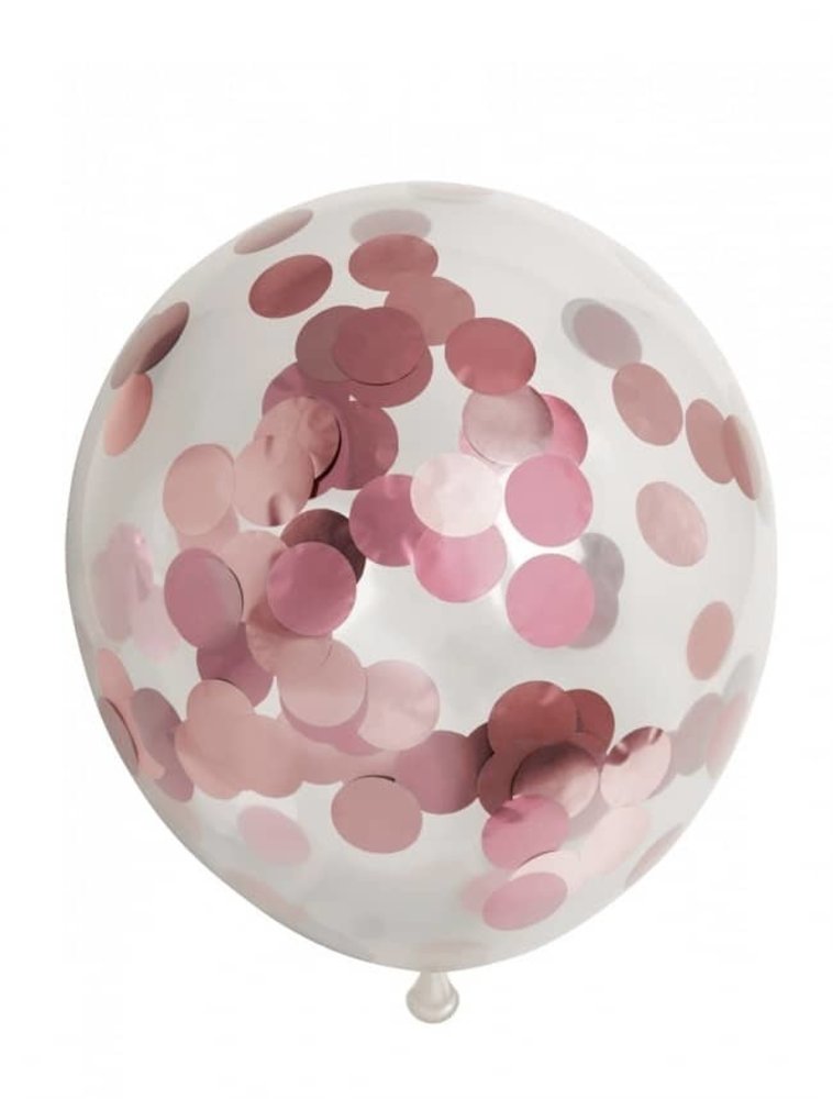 Ballons or rose avec confettis | 6 pièces