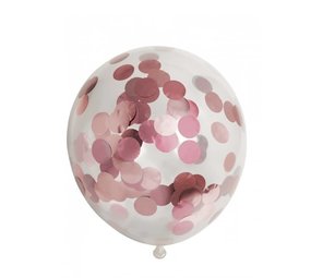 Roségoldene Ballons mit Konfetti | 6 Stück