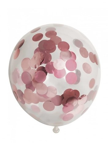 Ballons or rose avec confettis | 6 pièces