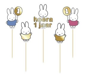 Haza - Witbaard Miffy-Kuchendekoration zum 1. Geburtstag | 5er-Set