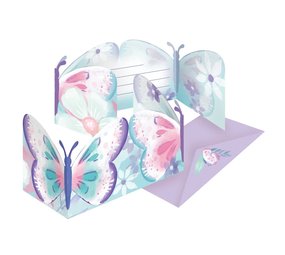 Invitations papillon avec enveloppe | 8 pièces