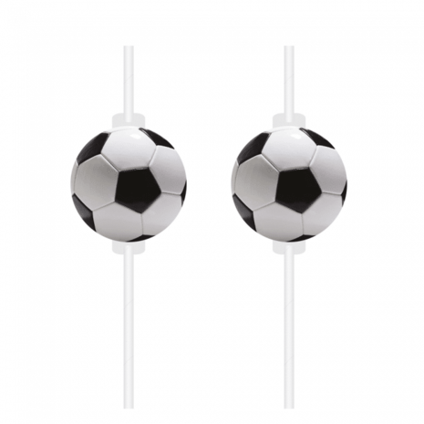 Procos Party Papierstrohhalme in Fußballform, 22 cm | 4 Stück