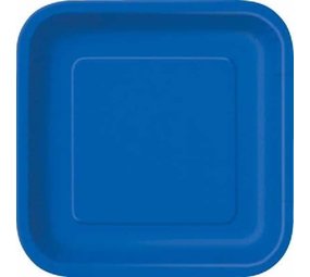 Unique Party Blue Square Plates 23x23cm | 14 pieces