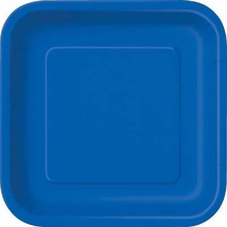 Unique Party Blue Square Plates 23x23cm | 14 pieces