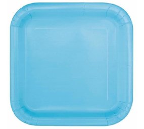 Unique Party Assiettes carrées bleu clair 23x23cm | 14 pièces