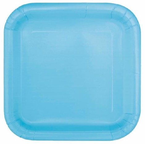 Unique Party Light Blue Square Plates 18x18cm | 16 pieces