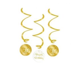 Swirls Cheers to 80 years white/gold | per 3 pieces Swirls Cheers to 80 years white/gold | per 3 pieces