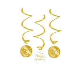Paper Dreams Swirls Cheers to 50 years wit/goud | per 3 stuks Paper Dreams Swirls Cheers to 50 years wit/goud | per 3 stuks