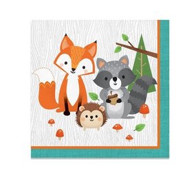 Serviettes de table Animaux de la forêt 33 x 33 cm | 16 pièces