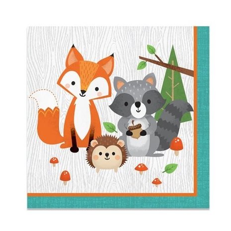 Serviettes de table Animaux de la forêt 33 x 33 cm | 16 pièces