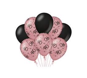 Paper Dreams 40th Birthday Balloons Rose Gold/Black 30cm | 8 pieces