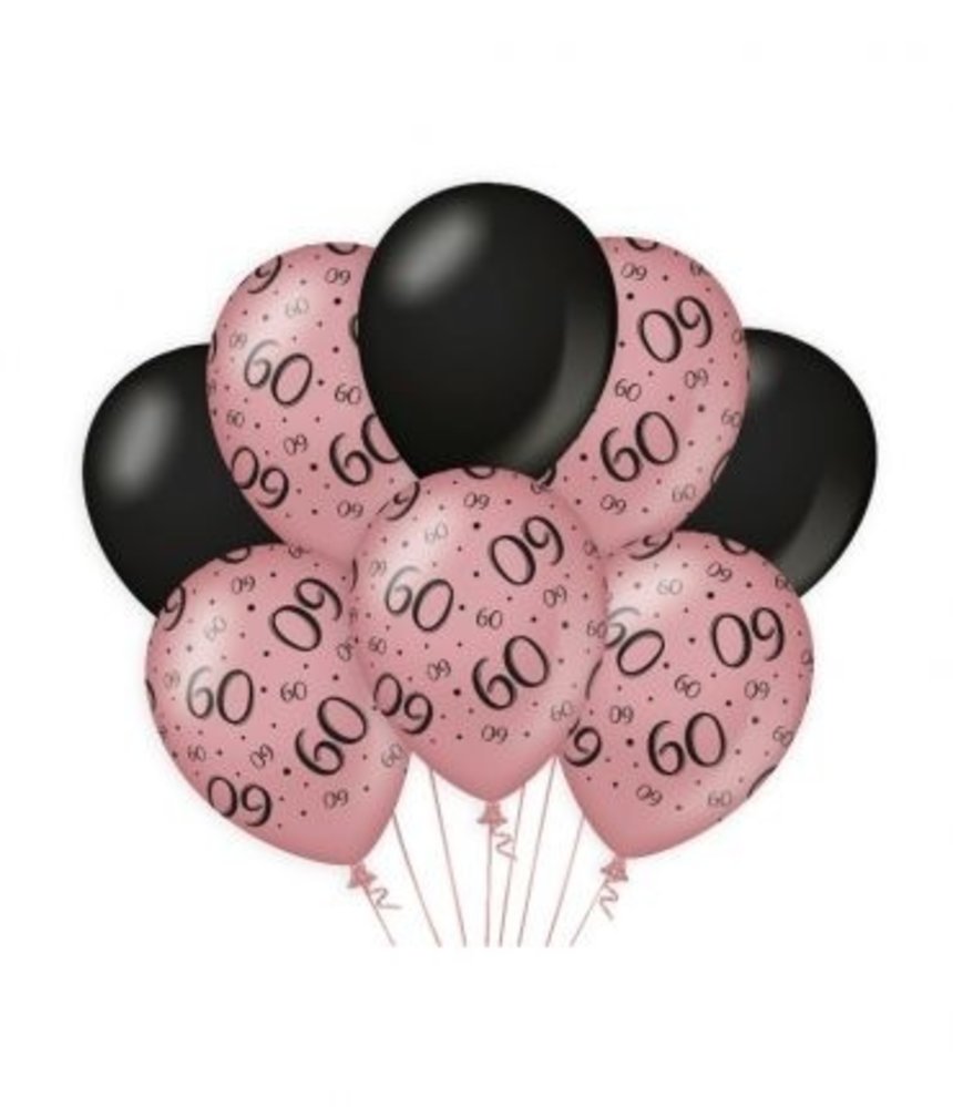 Paper Dreams Ballonnen 60 jaar Rose Goud/Zwart 30cm | 8 stuks Paper Dreams Ballonnen 60 jaar Rose Goud/Zwart 30cm | 8 stuks