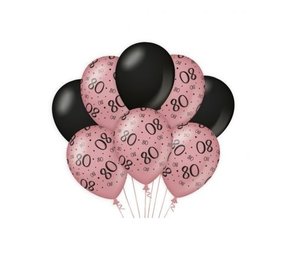 Paper Dreams Ballonnen 80 jaar Rose Goud/Zwart 30cm | 8 stuks Paper Dreams Ballonnen 80 jaar Rose Goud/Zwart 30cm | 8 stuks