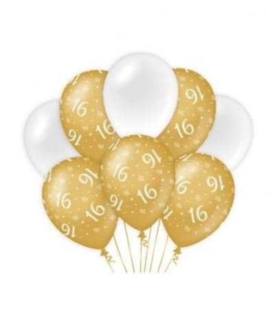 Paper Dreams Luftballons, 16 Jahre, Weiß/Gold | 8 Stück