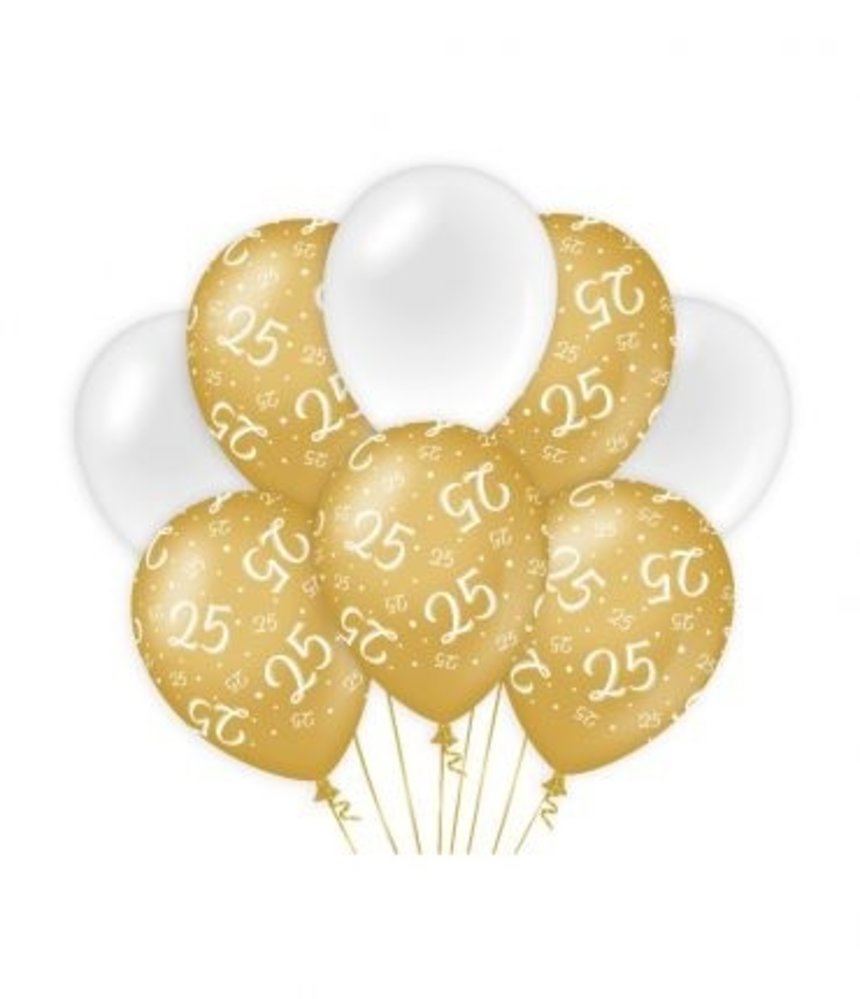 Paper Dreams Ballons blancs et dorés pour 25 ans | par lot de 8