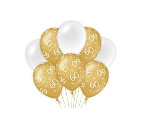 Paper Dreams Ballonnen 60 jaar Wit/Goud | per 8 stuks Paper Dreams Ballonnen 60 jaar Wit/Goud | per 8 stuks