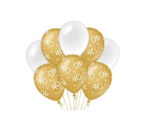 Paper Dreams Ballons blancs et dorés pour 40e anniversaire | Lot de 8