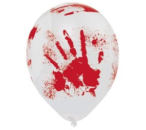 Ballons empreintes de mains ensanglantées - 6 pièces