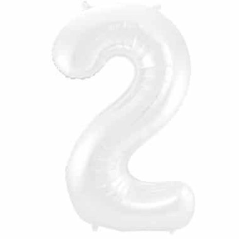 Folat Ballon en aluminium numéro 2, blanc métallisé mat | 86 cm