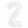 Folat Folienballon Zahl 2, mattweiß-metallic | 86 cm Folat Folienballon Zahl 2, mattweiß-metallic | 86 cm