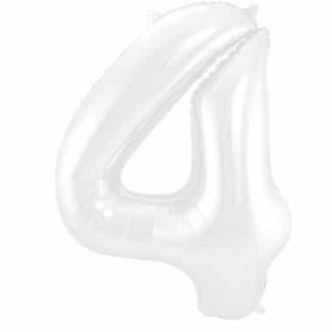 Folat Ballon en aluminium numéro 4, blanc métallisé mat | 86 cm