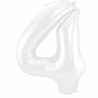 Folat Folie ballon cijfer 4 Mat Wit Metallic | 86cm Folat Folie ballon cijfer 4 Mat Wit Metallic | 86cm