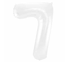 Folat Folienballon Zahl 7, mattweiß-metallic | 86 cm