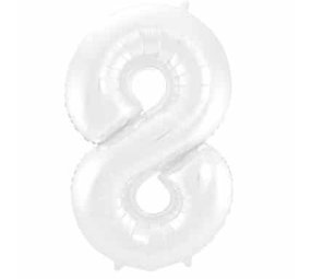 Folat Foil Balloon Number 8 Matte White Metallic | 86cm