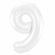 Folat Ballon en aluminium numéro 9 blanc métallisé mat | 86 cm